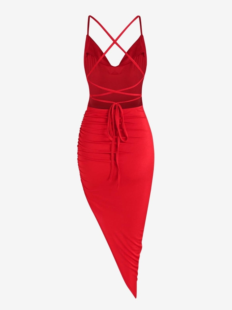 Damen Criss-Cross rückenfrei Midi-Sommerkleid