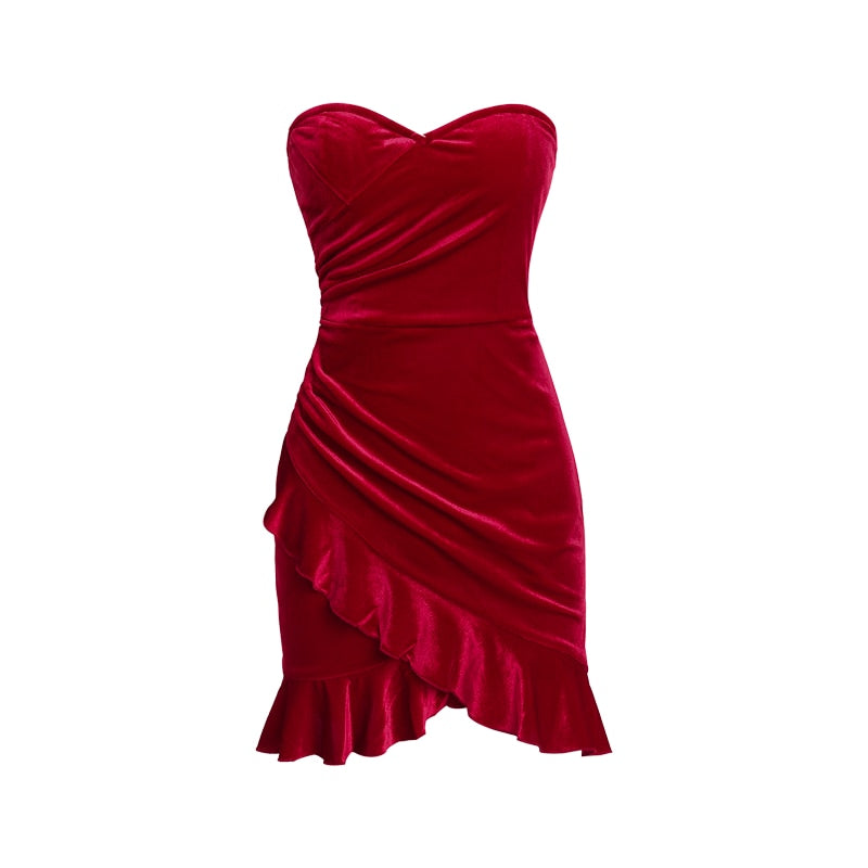 Damen drapiertes Bandeau-Kleid